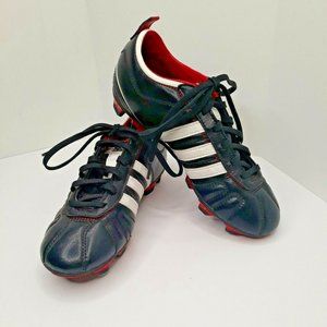 Adidas Kids Cleats Size 4 AdiNova  Black/Red/White Soccer Shoes EUC
